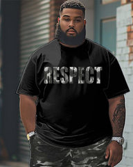 Men's Plus Size Respect Camouflage Print T-Shirt Shorts Suit