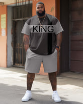 Simple Colorblock T-shirt Shorts Set Men's Big and Tall