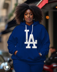 Women's Plus Size LA Long Sleeve Hoodie and Casual Pants Set