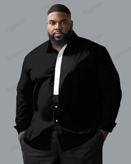 Men's Big & Tall Simple Stitching Cotton Long Sleeve Shirt