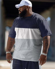 Men's Simple Colorblock Print Large Suit