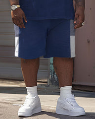 Men's Big & Tall Casual Simple Color-block Printed T-shirt Shorts Set