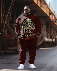 Men's Plus Size Casual Classic Pattern Poker Hoodie Two-Piece Set