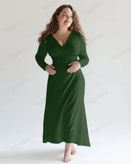 Casual Elegant Solid Color Midi Dress Plus Size Women Dress