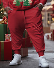 Men's Plus Size Merry Christmas Tree Hoodie Sweatpants Set of Two