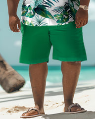 Men's Big & Tall Hawaiian Floral Print Shirt Shorts Set