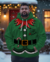 Big Men's Christmas Elf Suit Cosplay Hoodie