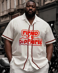 Big Man's Street Biker Print Lair Line White Short Sleeve Shirt Shorts Suit