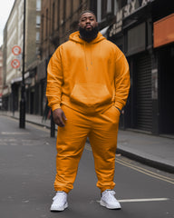 Big Men's  Tracksuit Casual Solid Color Hoodie Pants 2-Piece Set