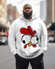 Men's Funny Rooster Print Plus Size Hoodie Suit