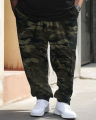 Big Men's Retro Street King Camouflage Hip-Hop Casual Two-Piece Set
