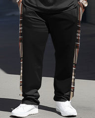 Men's Large Color-Blocked Plaid Street Hip-Hop Casual Two-Piece Set