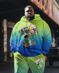 Men's Plus Size Shoot Loops Gradient Two Piece Sweatshirt