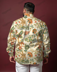 Apricot Vintage Garden Long Sleeve Shirt Men's Plus Size