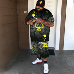 Plus Size Men's Black Pattern Poker A Set