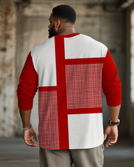 Big & Tall Men's Dot Strip Geometric Print Long Sleeve T-Shirt