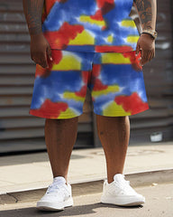 Street Casual Colorful Tie-Dye Respect Letter Print Large Men's Suit