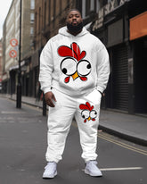 Men's Funny Rooster Print Plus Size Hoodie Suit