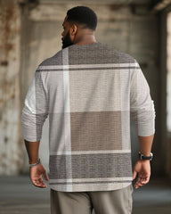 Big & Tall Men's Brown Geometric-Print Long-Sleeve Tee