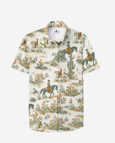 Cactus & Horse Heroes Quartet Continuous Cloth Printed Cotton Blend Short Sleeve Button-Up Shirt