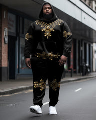Men's Big & Tall 2 Piece Tracksuit Retro Viking Style Hoodie Set
