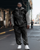 Men's Big and Tall Sweatsuit Casual Geometric Hoodie and Pants Set