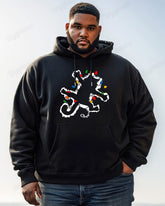 Cotton Material-colored Lights Down Cat Printing Men's Loose Oversized Hoodie