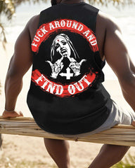 Men's Plus Size Doodle Nun Letters Print Vest