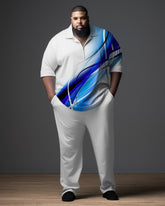 Big & Tall Men's Gradient Gentleman Polo Zip Shirt & Pants 2-Piece Set