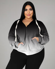 Women's Plus Size Gradient Color Hoodie Set