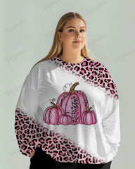 Pink Pumpkin Leopard Print Long Sleeve T-shirt