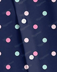 Men's Big and Tall Polka Dots Blue Lapel Long Sleeve Shirt