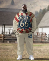 Men's Plus Size Retro Classic Print Hoodie Suit