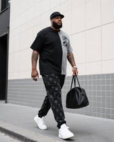 Big Boy Street Fashion Black And White Grey High Easy Design Colorblock Short Sleeve Trousers Suit