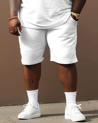 Men's Plus Size Cowboy Blue Stars Short Sleeve T-Shirt Shorts Suit