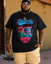 Men's Big & Tall Cartoon Art Creative Letters T-Shirt