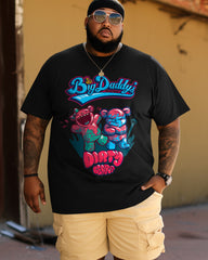 Men's Big & Tall Cartoon Art Creative Letters T-Shirt