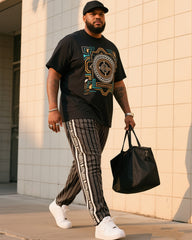 Big Boy Street Fashion Retro Printed Short Sleeve Trousers Suit