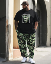 Men's Big & Tall Retro Street Never Give Up Camouflage Hip-Hop Casual Two-piece Set