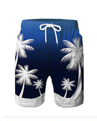 Beach Quick-drying Fabric White Coconut Tree Swimming Trunks Big & Tall Men's