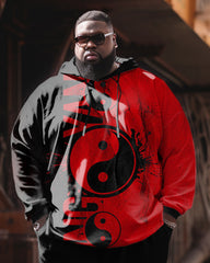 Men's Big & Tall Colorblock Bagua Pattern Hoodie and Pants Tracksuit