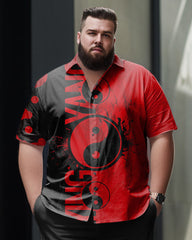 Plus Size Men's Casual Gossip Mirror Short Sleeve Walking Suit