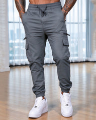 Men's Drawstring Elastic Waist Zipper Pockets Cargo Joggers