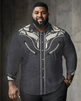 Men's Plus Size Wheat Ears Causal Long Sleeve Shirt