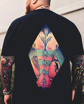 Men's Plus Size Street Fashion Bondage Nude Print Round Neck Short Sleeve T-shirt