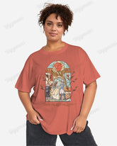 100% Cotton-Prince And Princess Pattern Women Loose Plus Size Short Sleeve T-Shirt