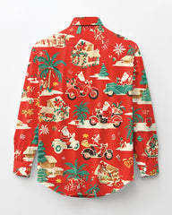 Christmas-Men's Plus Size Cotton Long Sleeve Lapel Shirt