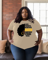 Women's Plus Size Love Power Beautiful Round Neck Short Sleeve T-Shirt