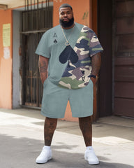 Street Casual Spade Camouflage Print Large Men's Set