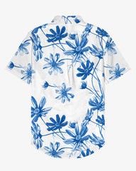 Summer Flower Language -100% Cotton Linen Men's Short Sleeve Button Shirt